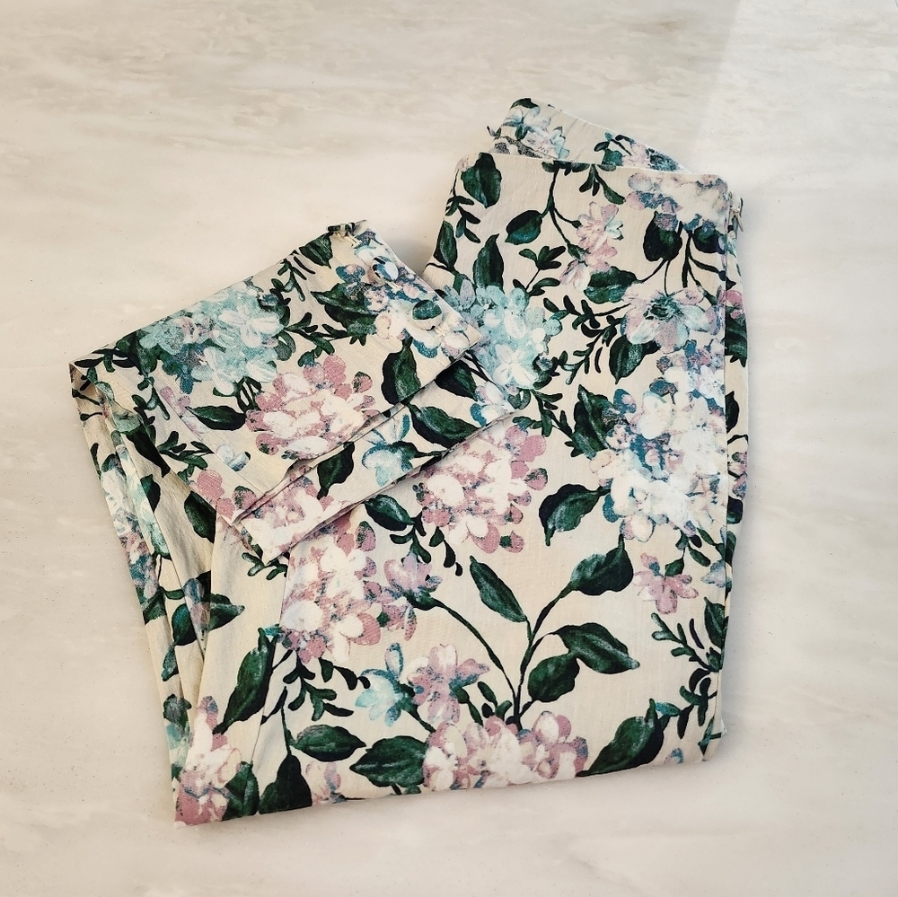 j.jill Linen Strech Floral Pants
